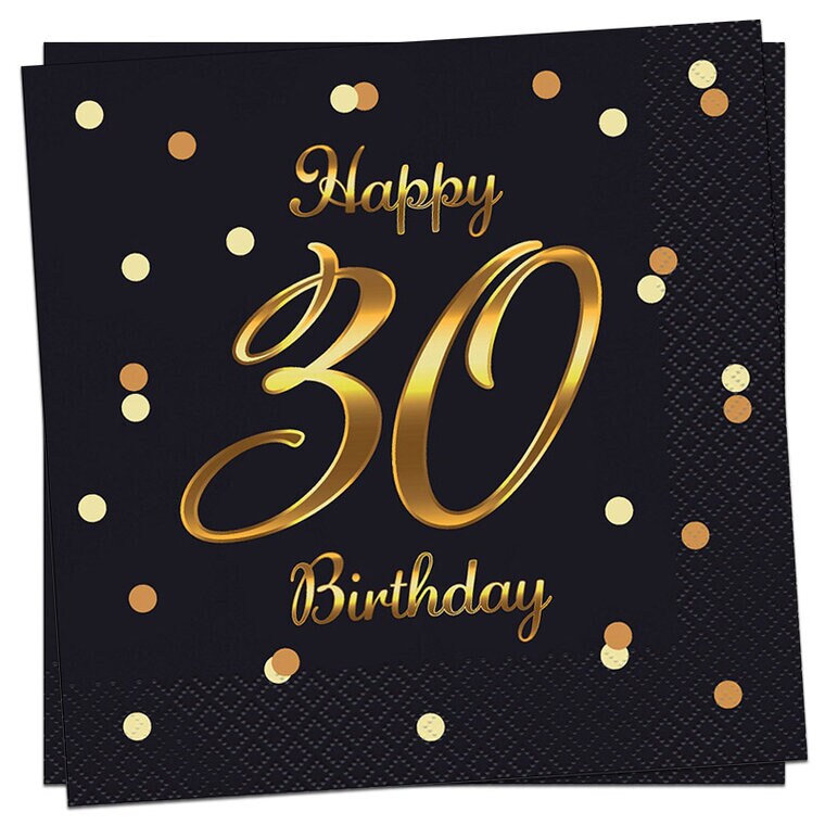 Product Image for Servetit 30 vuotta - Musta kultapilkuilla 20 kpl