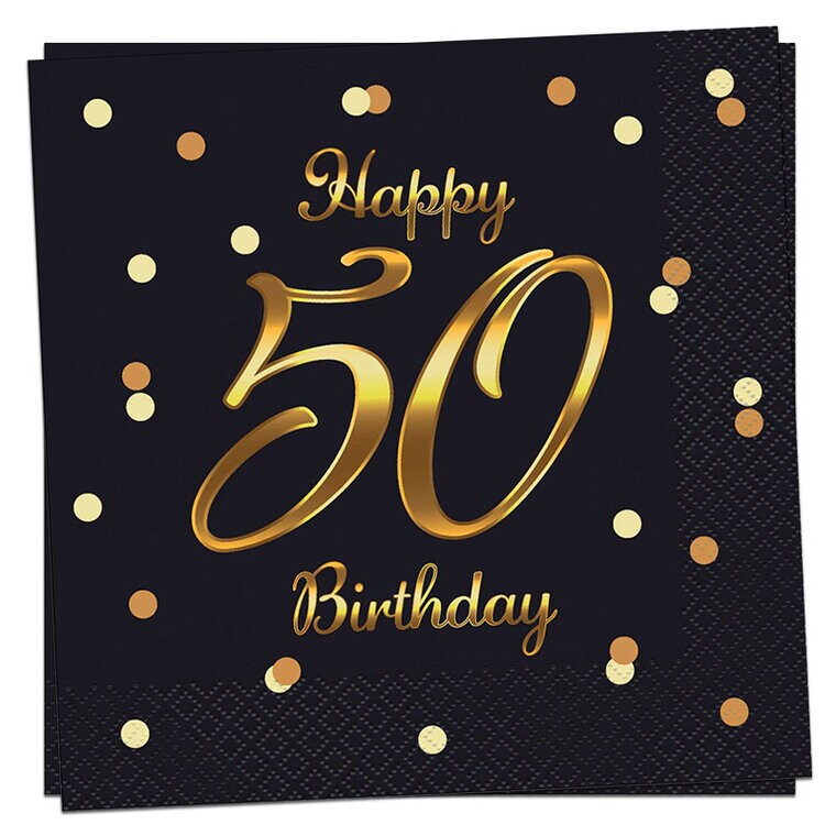 Product Image for Servetit 50 vuotta - Musta kultapilkuilla 20 kpl