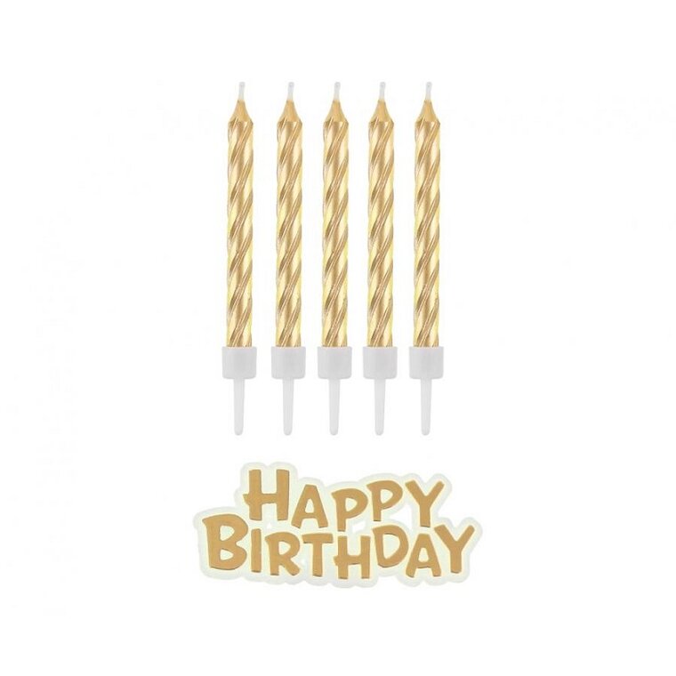 Product Image for Kakkukynttilä Kulta 16 kpl Happy Birthday -kyltti
