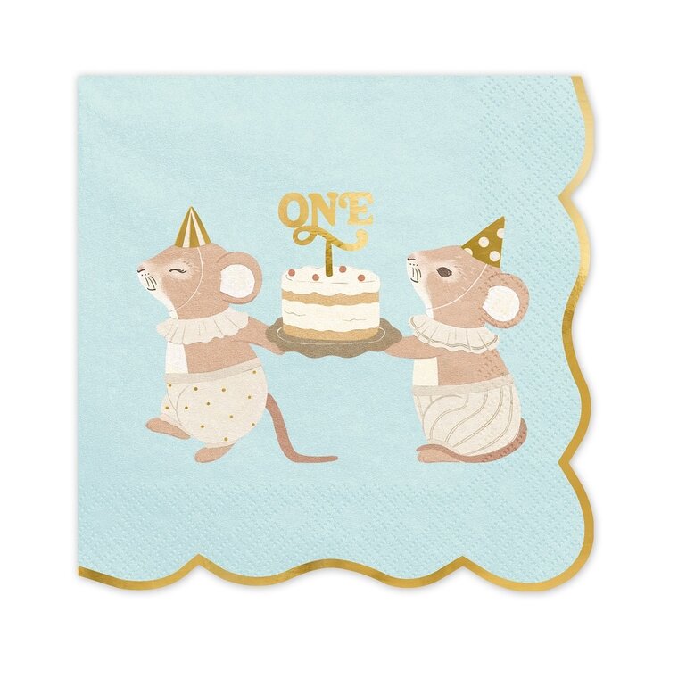 Product Image for Servetit 1-vuotissynttärit Siniset Hiiret 12 kpl