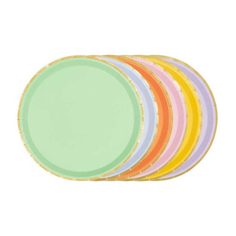Product Image for Lautaset pastellimix kultareunalla 6 kpl