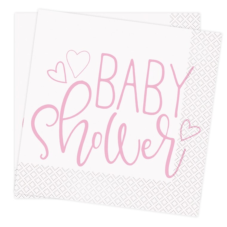 Product Image for Pink Heart Babyshower, Servetit 16 kpl