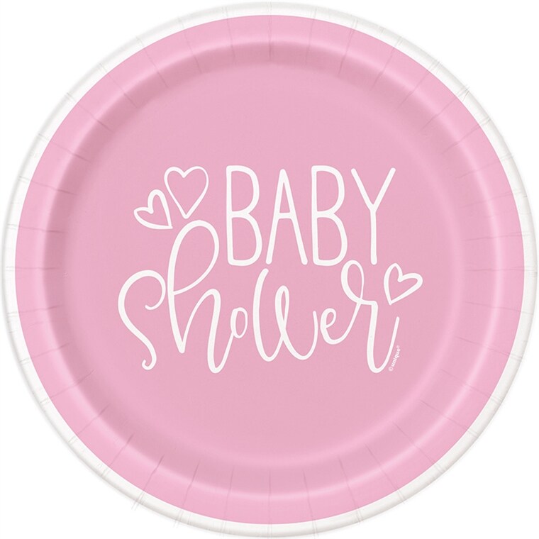 Product Image for Pink Heart Babyshower - Lautaset 8 kpl