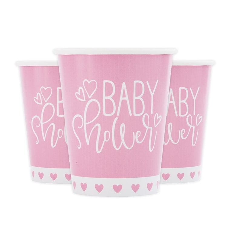 Product Image for Pink Heart Babyshower - Pahvimukit 8 kpl