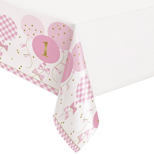 Product Image for Vaaleanpunaruutuinen Pöytäliina 1-vuotta 137 x 213 cm