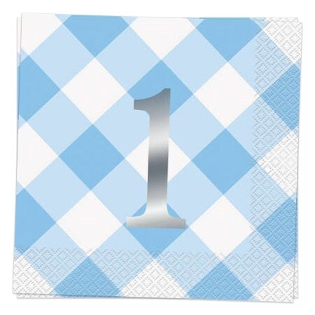 Product Image for Vaaleansiniruutuiset Servetit, 1-vuotta 16 kpl