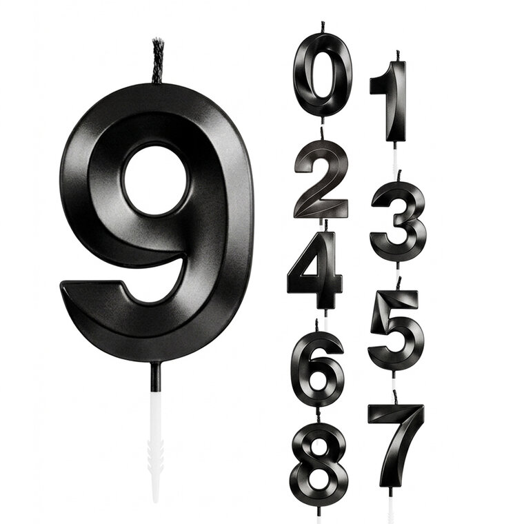 Product Image for Kakkukynttilä musta metallic numero 0-9