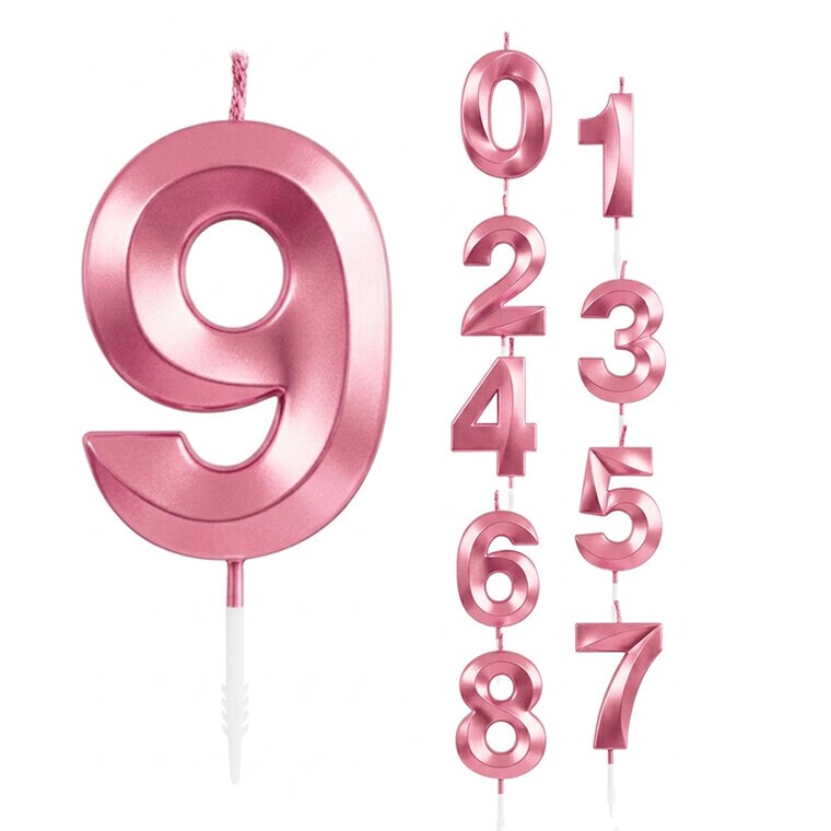 Product Image for Kakkukynttilä vaaleanpunainen metallic numero 0-9