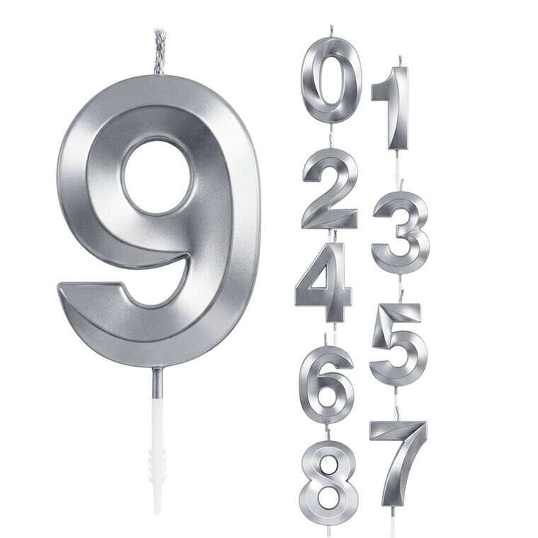 Product Image for Kakkukynttilä hopeametallinen numero 0-9