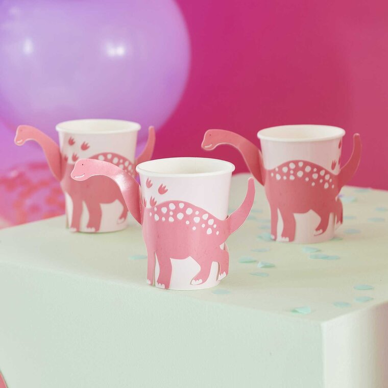 Product Image for Dinosaurus Roar Pink - Pahvimukit 8 kpl