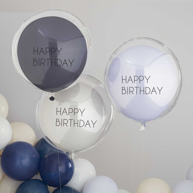 Product Image for Ilmapallot Double Layer Sininen Happy 3-pakkaus Birthday