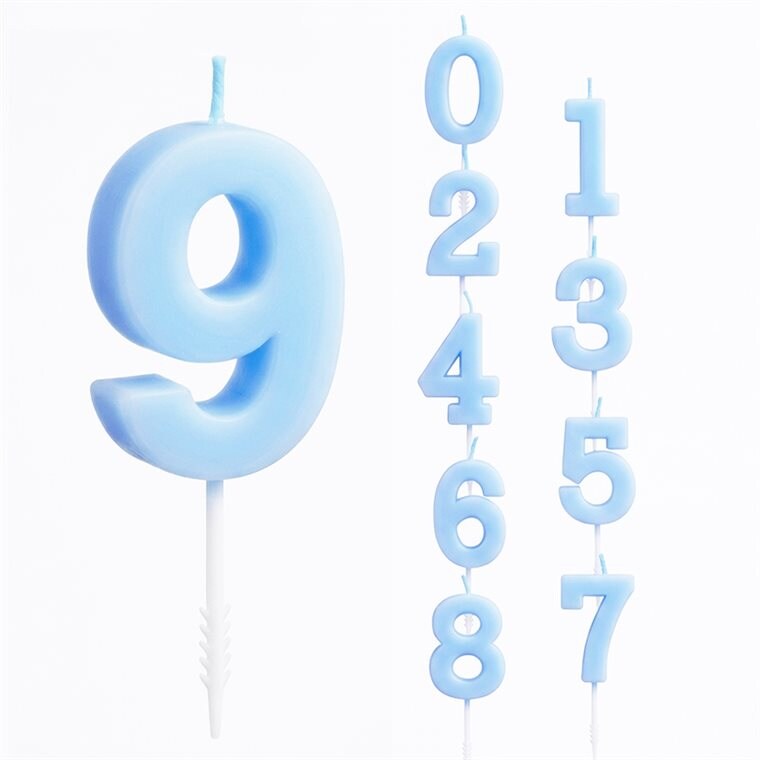 Product Image for Pastellinsininen numerokynttilä 0-9