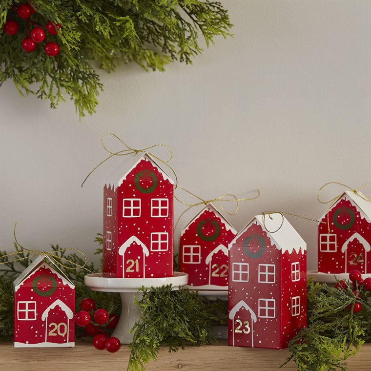 Product Image for DIY Adventtikalenteri, Punaiset pahvimökit