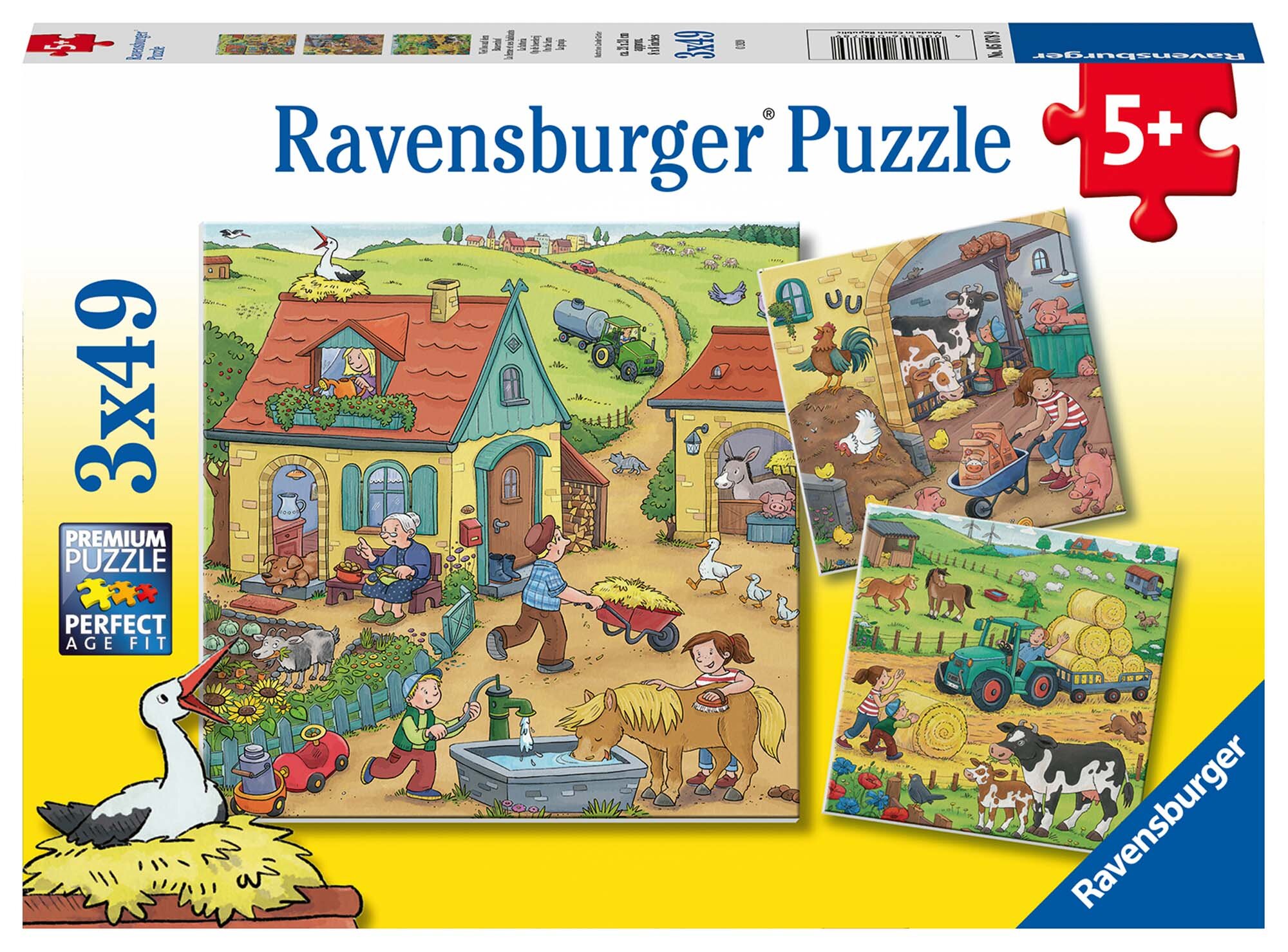 Ravensburger Palapeli, On the Farm  3x49 palaa