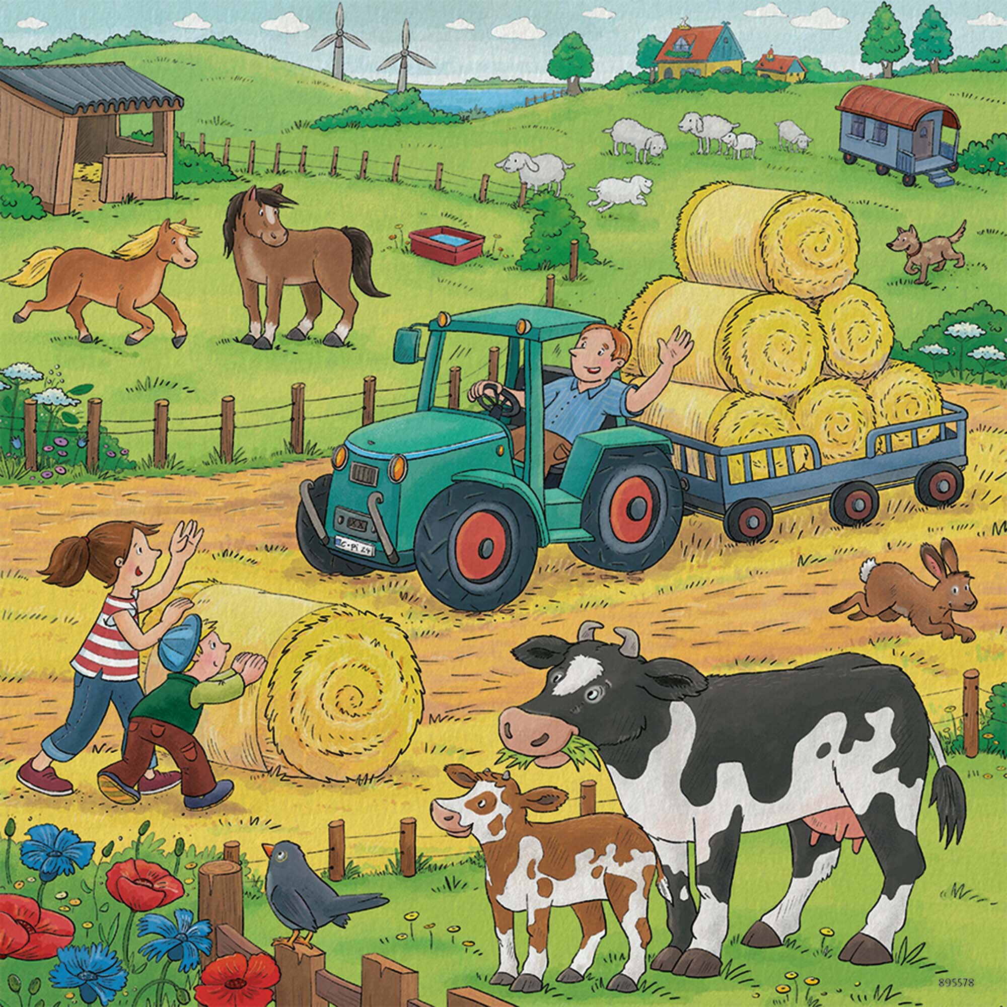 Ravensburger Palapeli, On the Farm  3x49 palaa