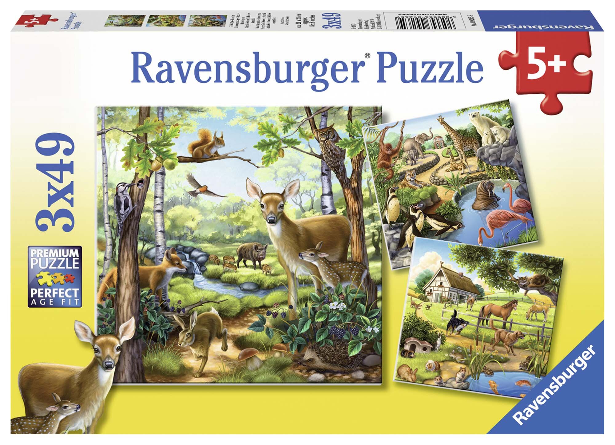 Ravensburger Palapeli, Wild Animals 3x49 palaa