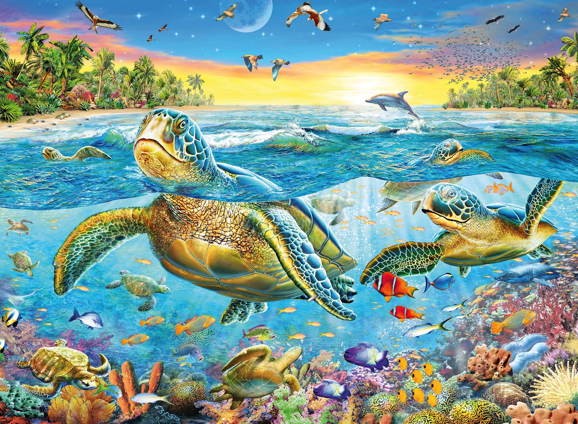 Ravensburger Palapeli, Swim with Sea Turtles 100 palaa XXL