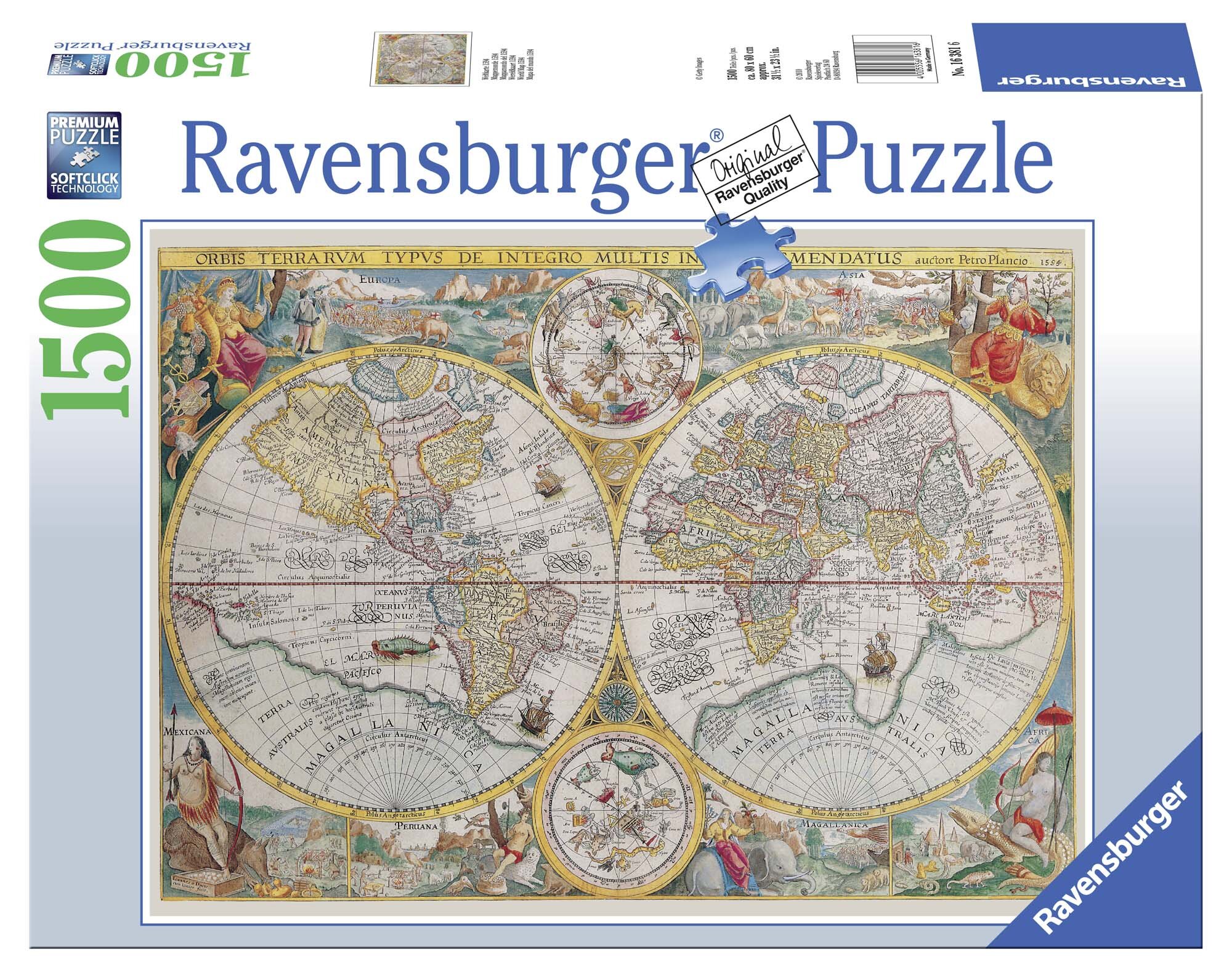 Ravensburger Palapeli, 1594 World Map 1500 palaa