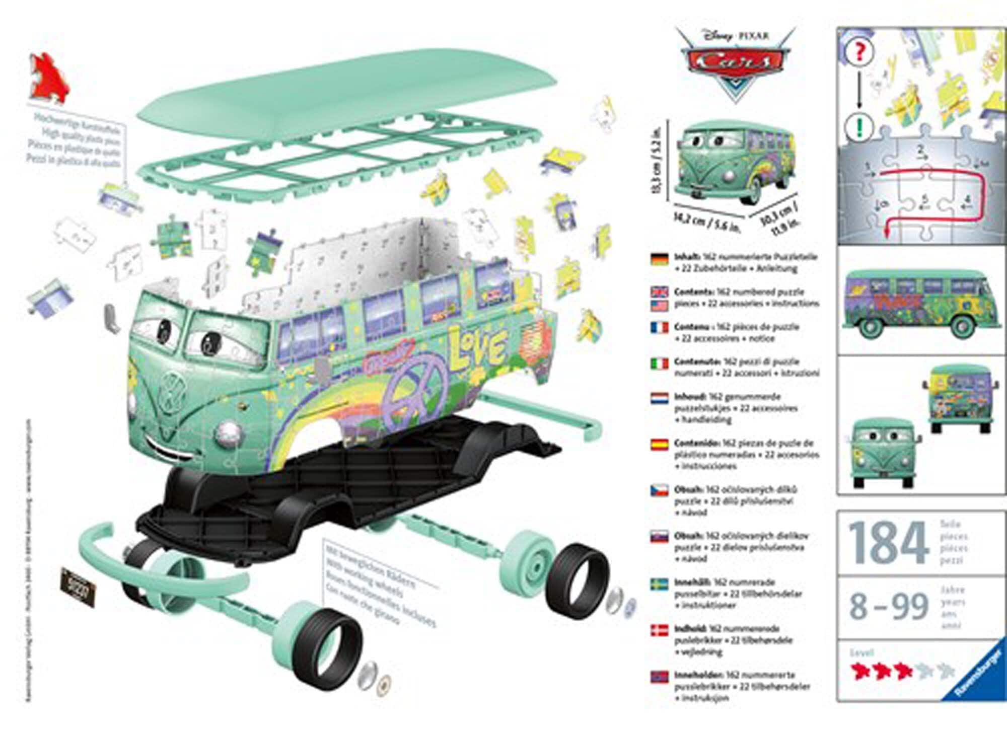 Ravensburger 3D Palapeli, Disney Autot - Volkswagen Fillmore 162 palaa