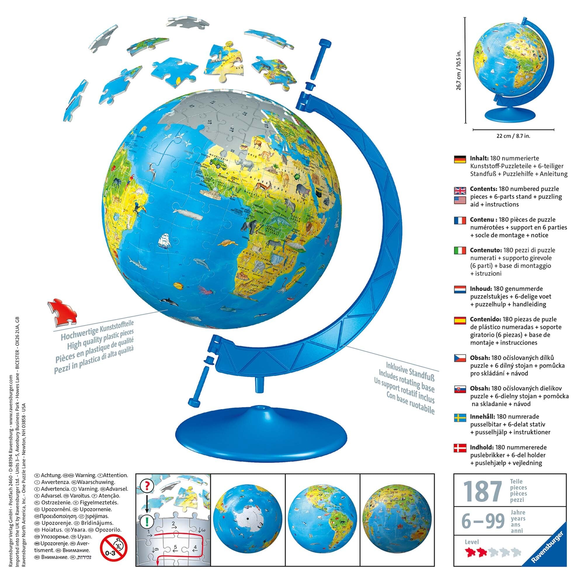 Ravensburger 3D Palapeli, Lasten maapallo 108 palaa