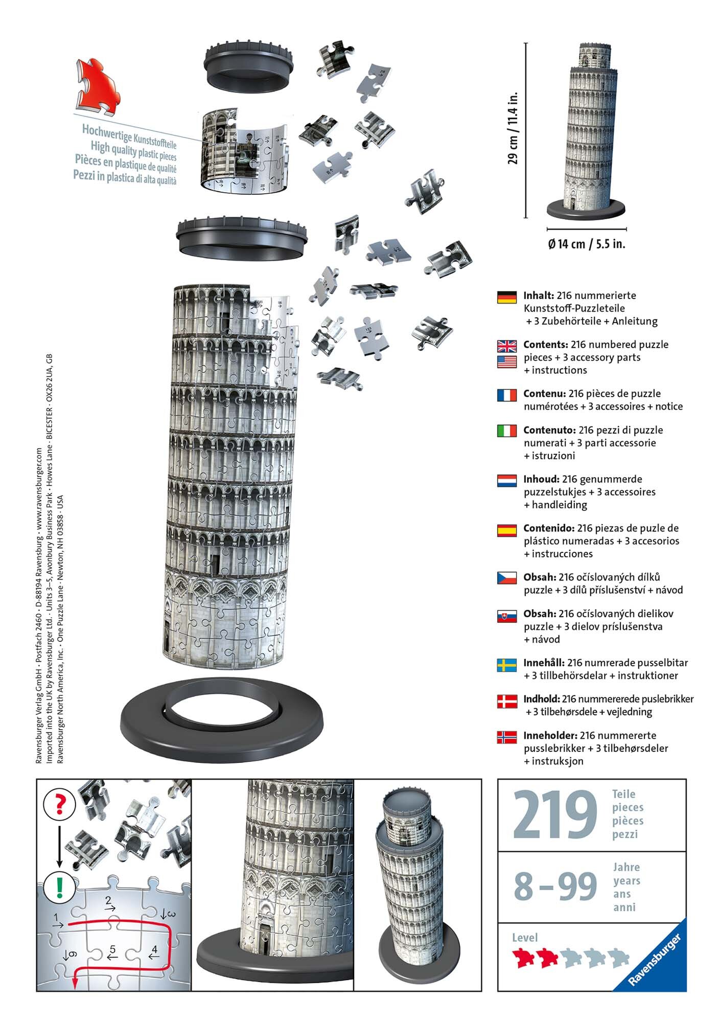 Ravensburger 3D Palapeli, Pisan kalteva torni 216 palaa