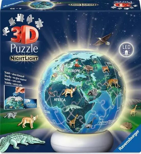 Ravensburger 3D Palapeli - Maapallo yövalolla 72 palaa