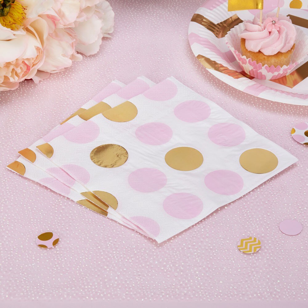 Baby Pattern Vaaleanpunainen Täplät, Lautasliinat 16 kpl