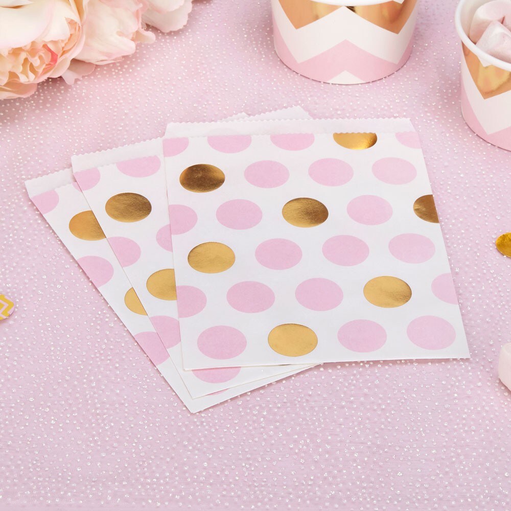 Baby Pattern Vaaleanpunainen Täplät, Kaverilahjapussit 25 kpl