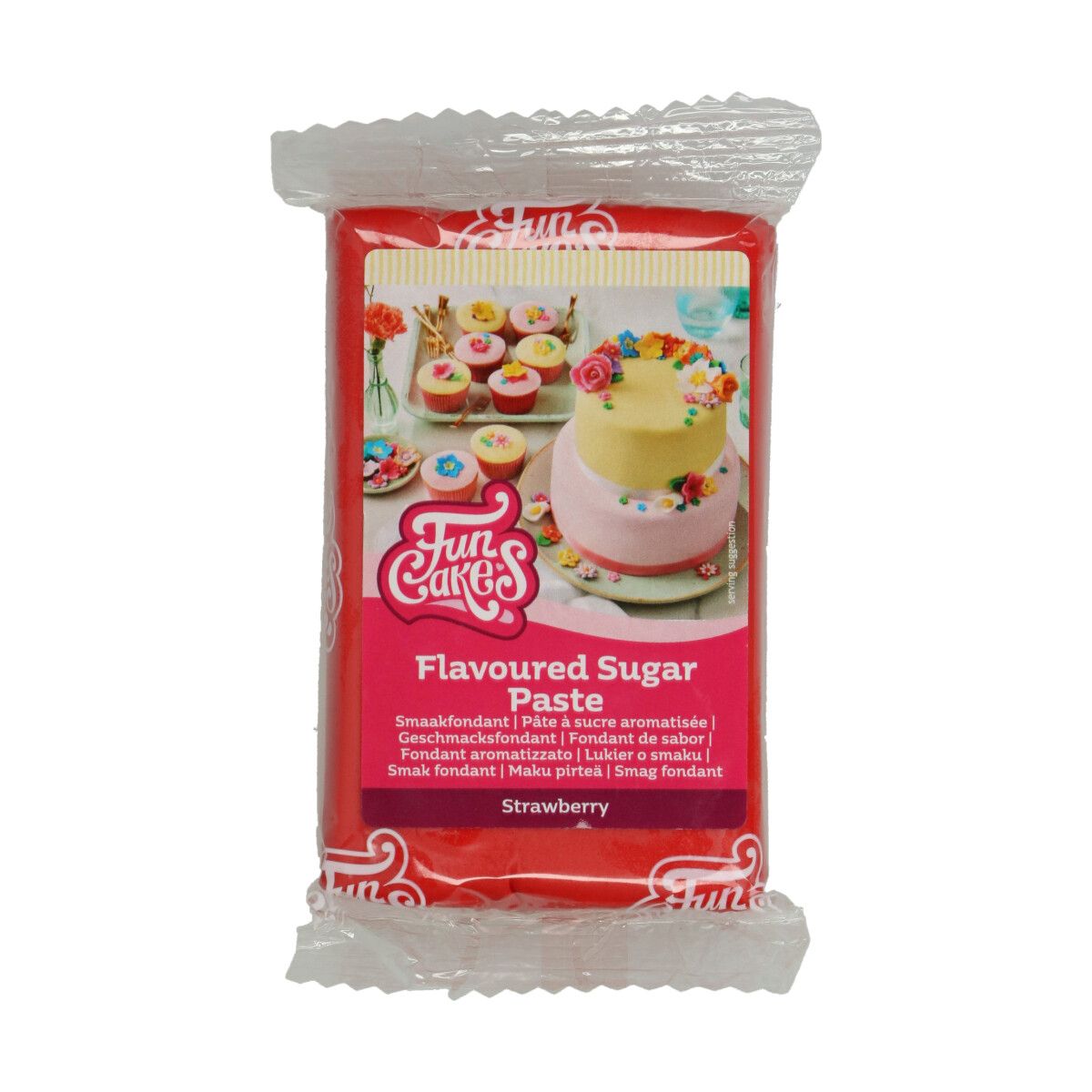FunCakes - Sokerimassa Punainen, Mansikka 250 grammaa