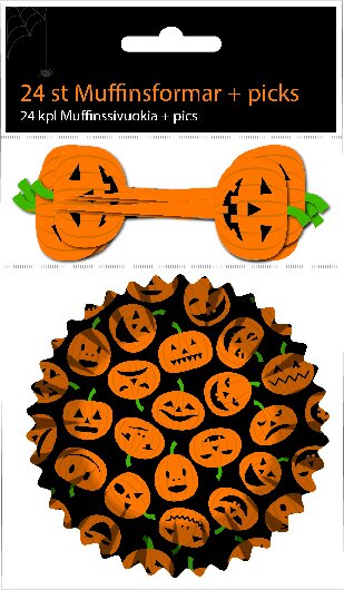Kuppikakkuvuoat kurpitsoilla ja koristetikuilla, 24 kpl 24 kpl