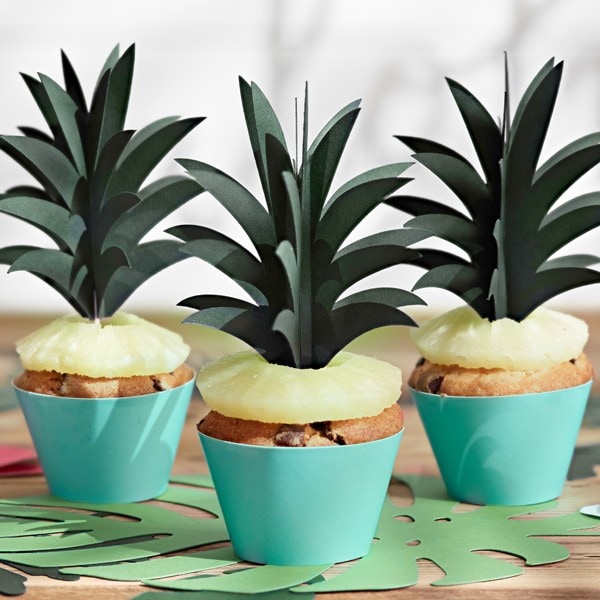 Aloha Pineapple Leaves, Cupcake Toppers 3D 6 kpl