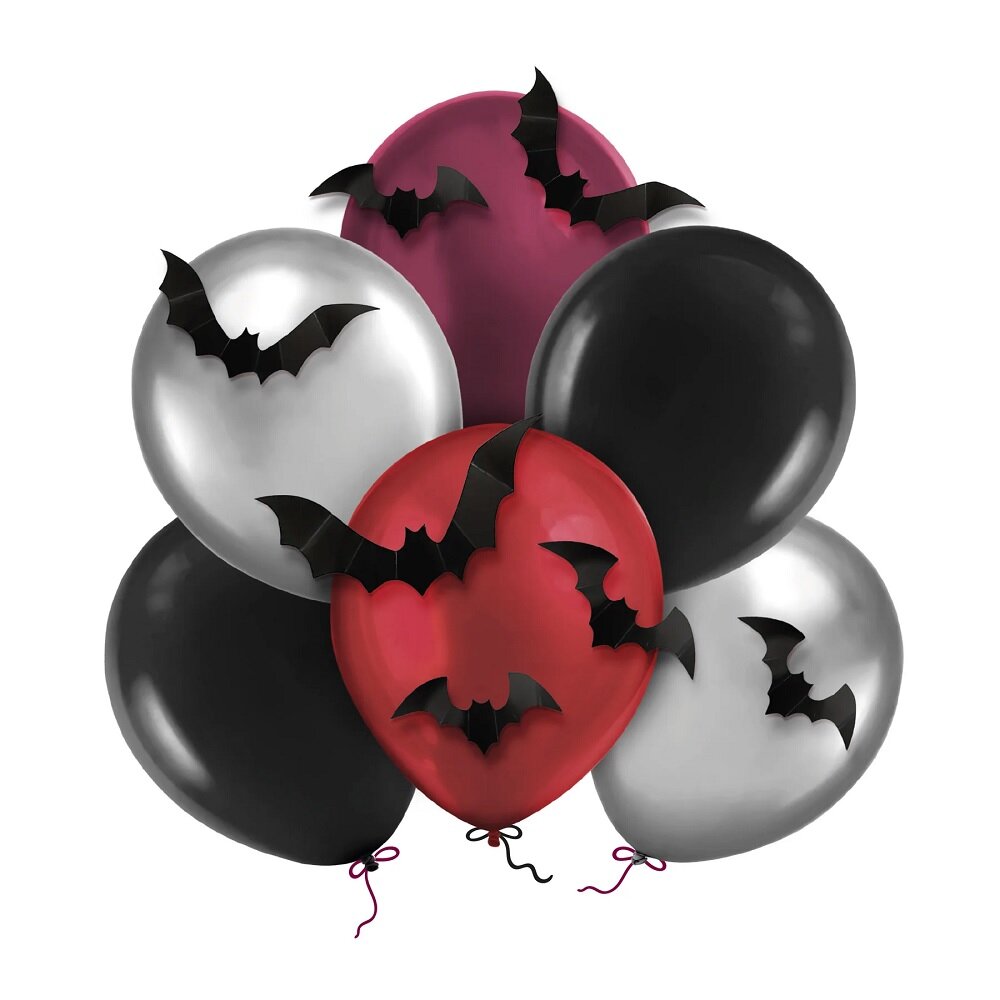 Halloween-ilmapallot 3D Lepakot 6 kpl