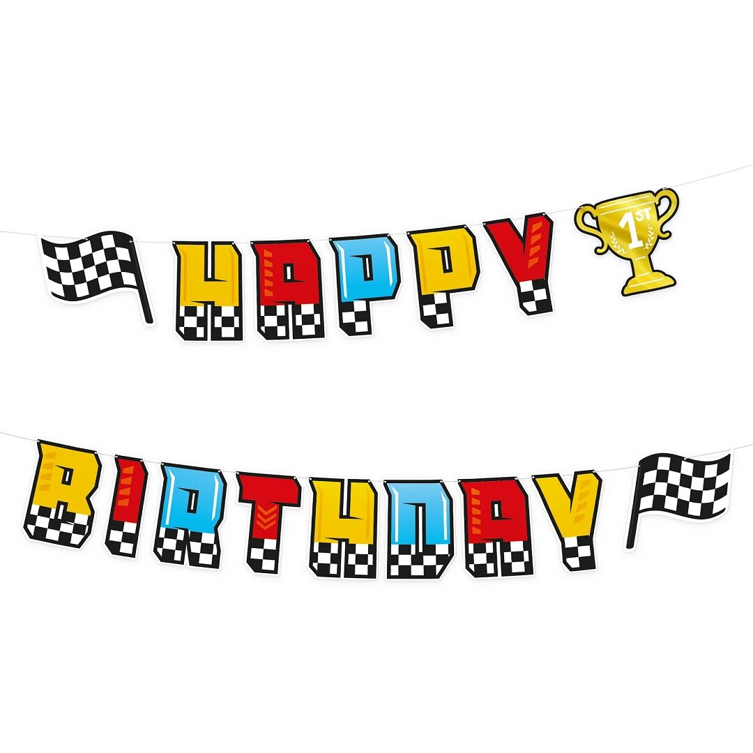 Racing Car Girlandi Happy Birthday 220 cm