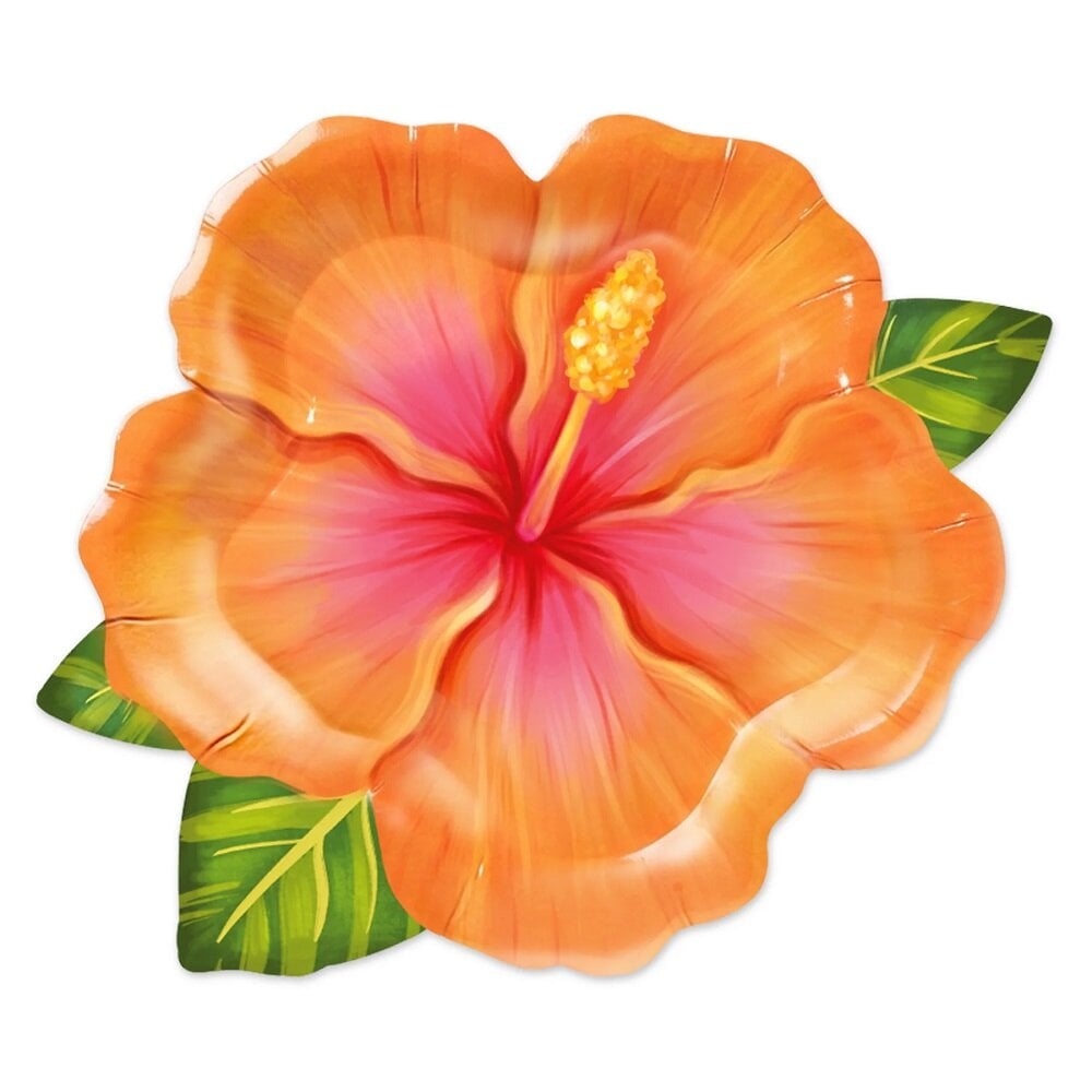 Muotoillut lautaset Trooppiset kukat Aloha 6 kpl