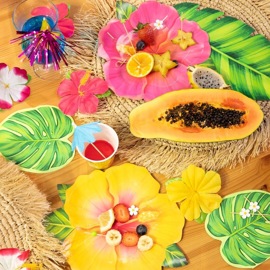 Muotoillut lautaset Trooppiset kukat Aloha 6 kpl