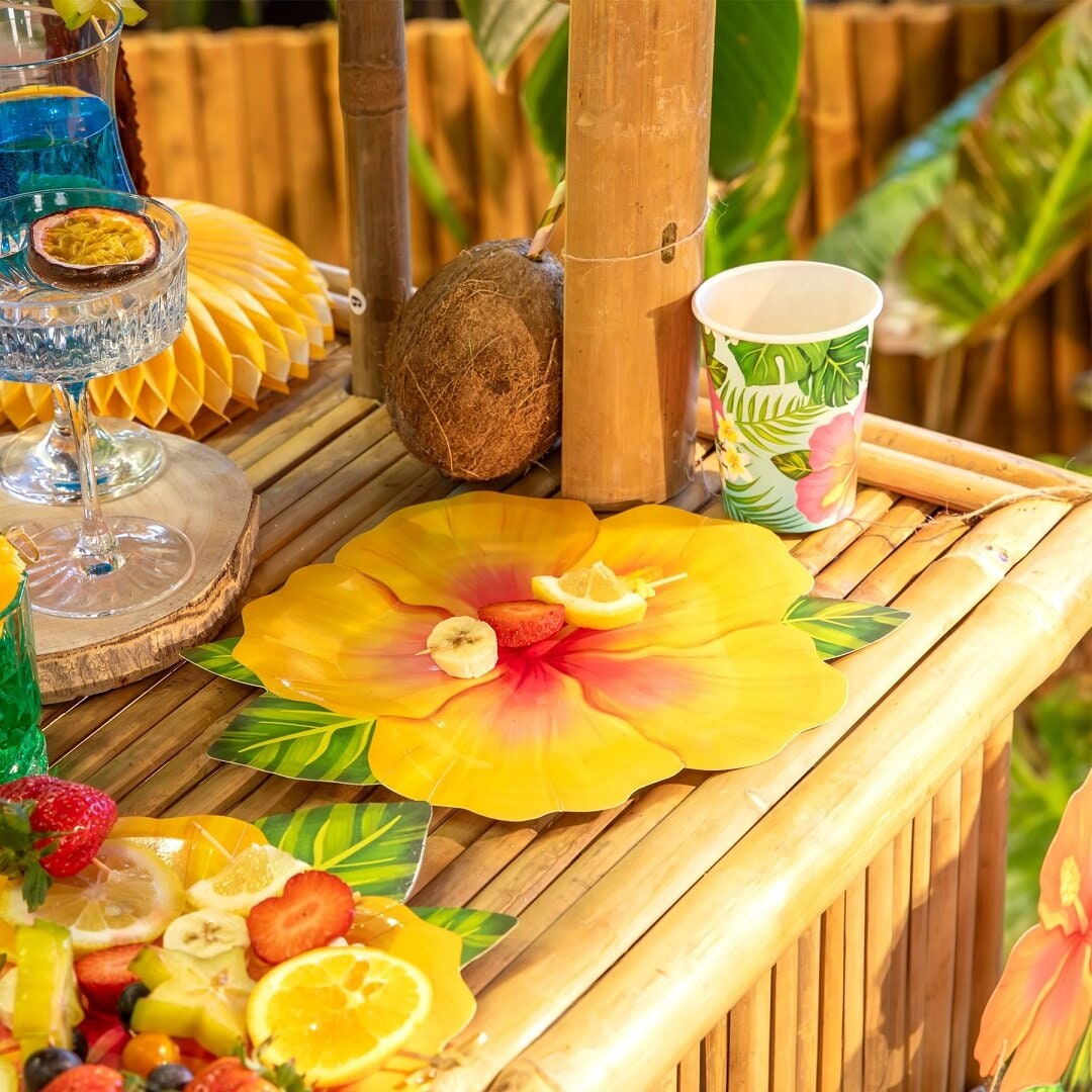 Muotoillut lautaset Trooppiset kukat Aloha 6 kpl