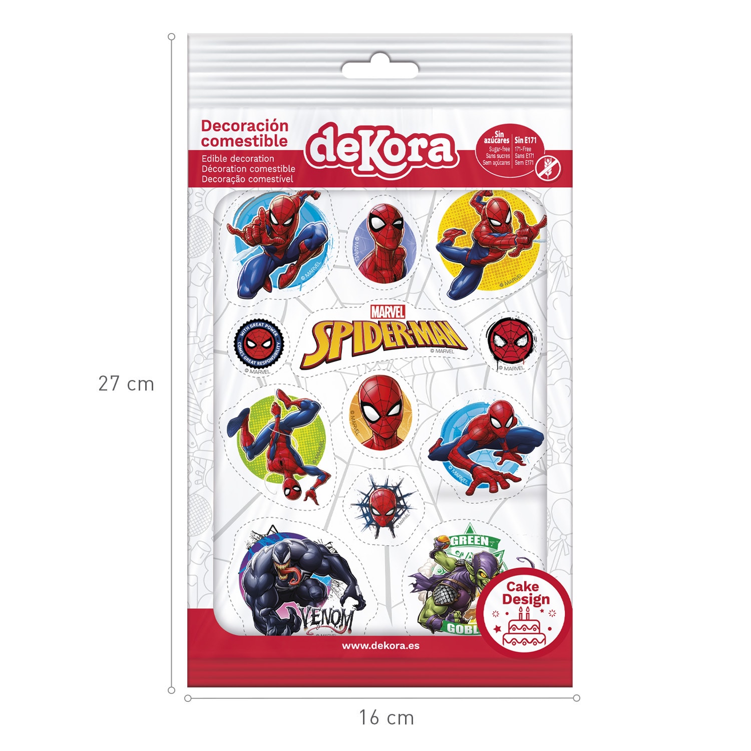 Spiderman muffinssikoristeet, Sokeriton massa 12-pakkaus