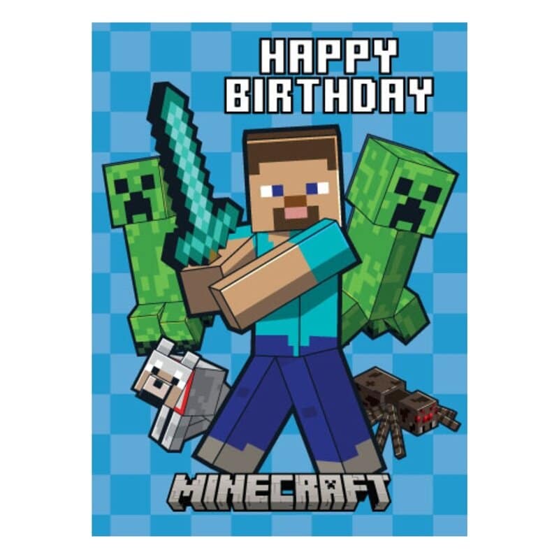 Minecraft Steve Syntymäpäiväkortti
