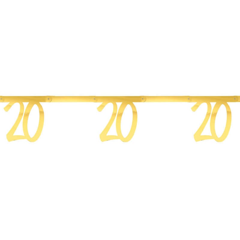 Kultainen viirinauha 20-vuotisjuhliin 250 cm