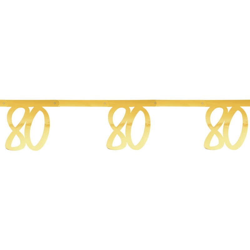 Kultainen viirinauha 80-vuotisjuhliin 250 cm