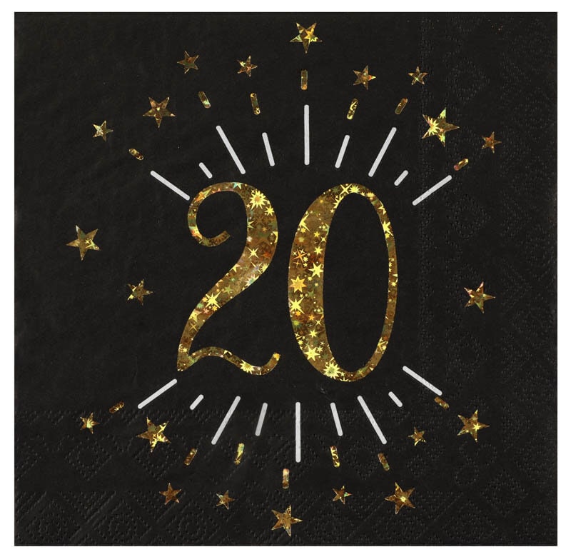 Servetit Musta & Kulta 20-vuotisjuhliin 10 kpl