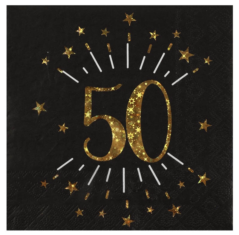 Servetit Musta & Kulta 50-vuotisjuhliin 10 kpl