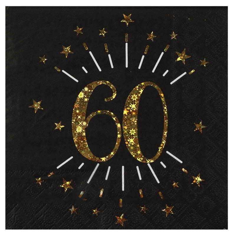 Servetit Musta & Kulta 60-vuotisjuhliin 10 kpl