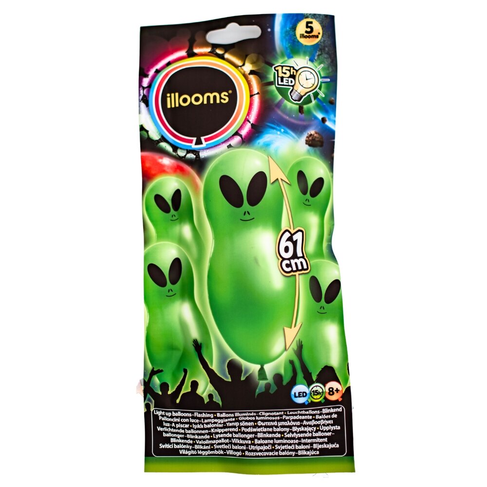 LED-ilmapallot Alien 5 kpl