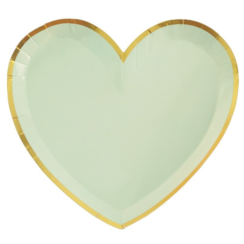 Lautaset - Sydämenmuotoinen oliivinvihreä/kulta10 kpl
