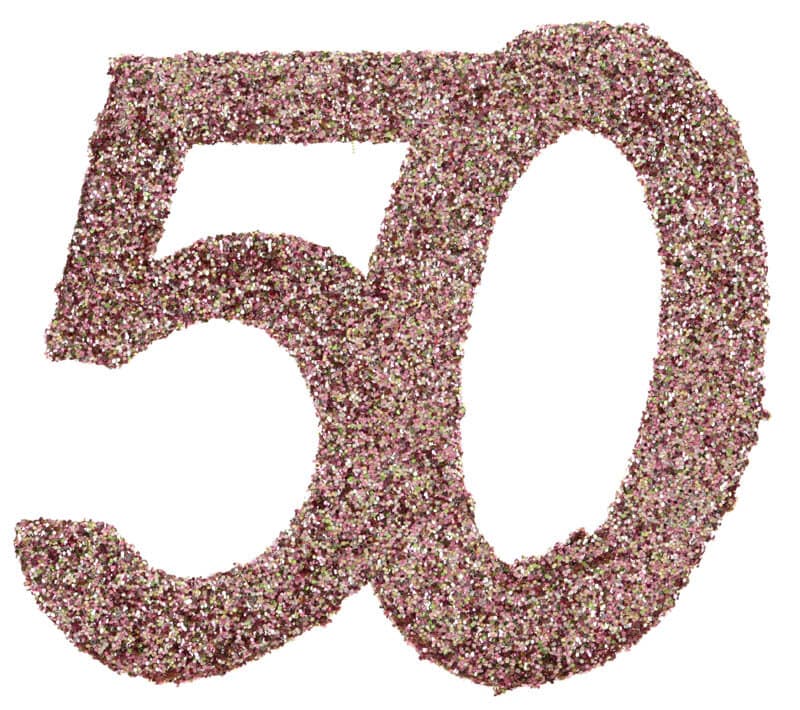 Jättikonfetti Ruusukulta 50 vuotta 6 cm 6 kpl