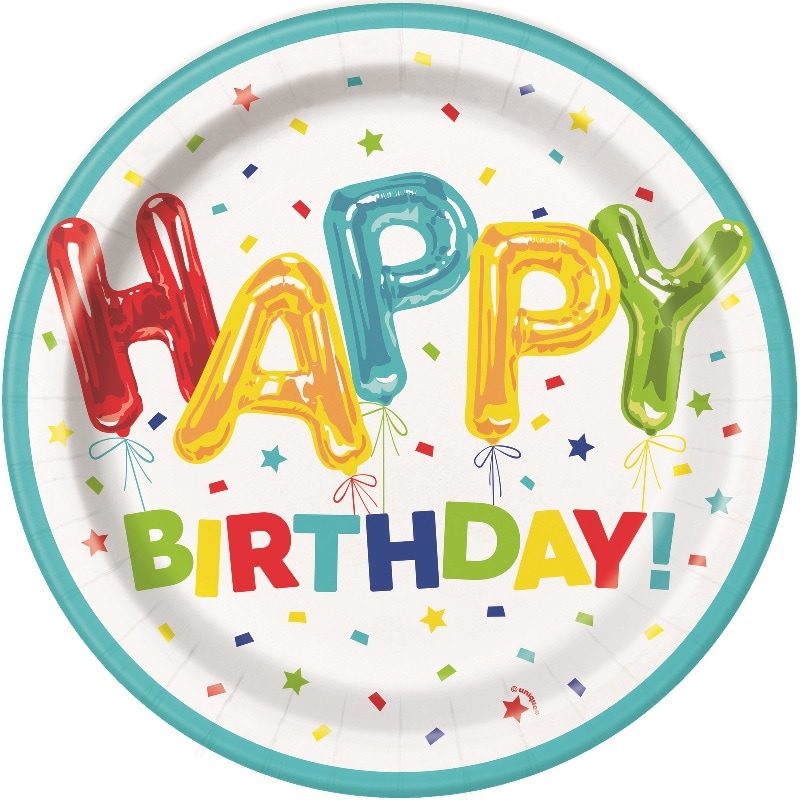 Happy Balloon Birthday - Lautaset 8 kpl