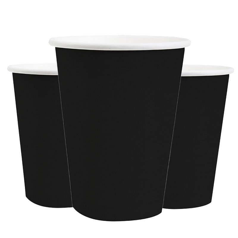 Pahvimukit 250 ml - Musta 10 kpl