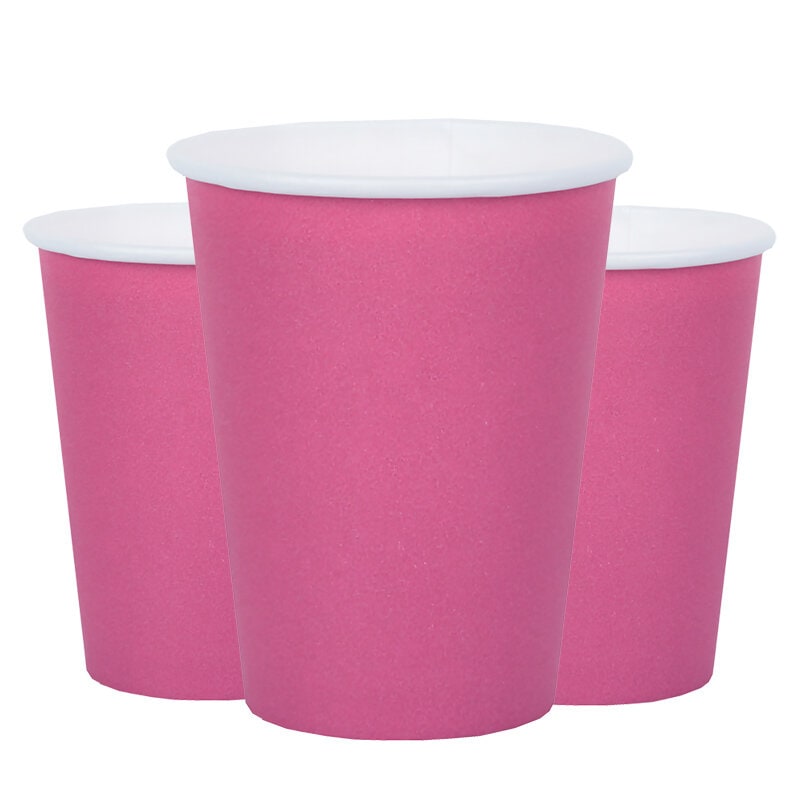 Pahvimukit 250 ml - Pinkki 10 kpl