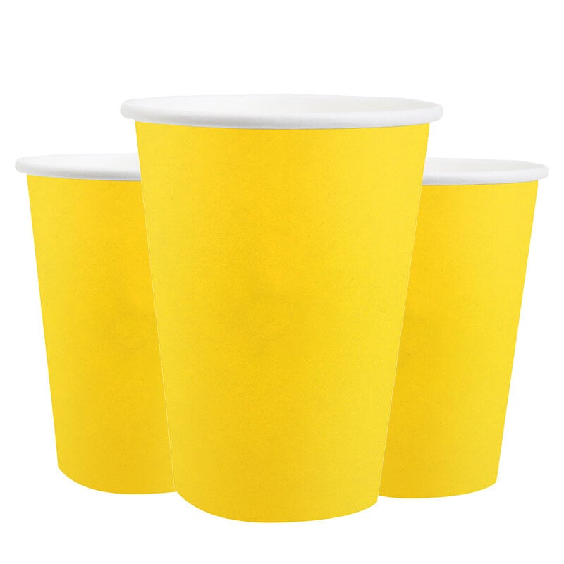 Pahvimukit 250 ml - Keltainen 10 kpl